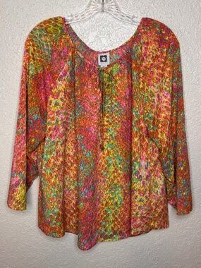 Anne Klein Multi Color Pattern Lightweight Flowy Top Women's Size XL